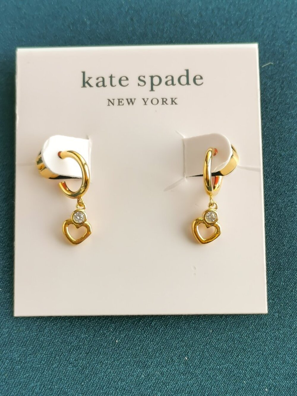 Kate Spade Shining Spade Gold Huggie Earrings NEW